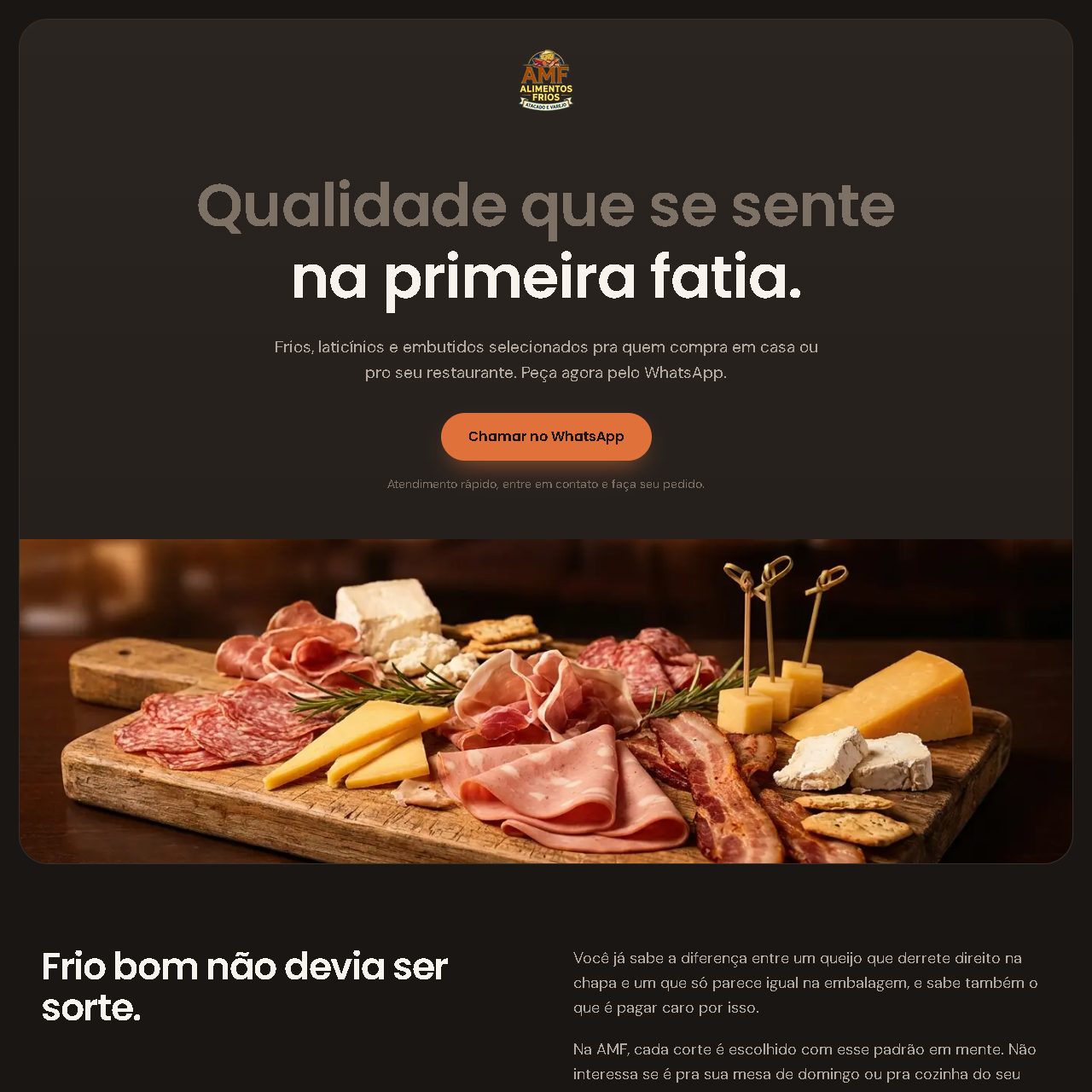 Site da AMF Alimentos Frios